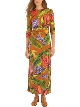 Farm Rio Maxi Βραδινό Φόρεμα Floral Μεταξωτό Ταμπά 358992