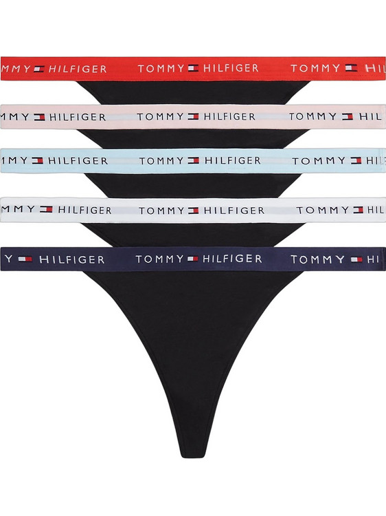 Tommy Hilfiger Βαμβακερά Γυναικεία String Μαύρα 5Pack UW0UW06519-0VM