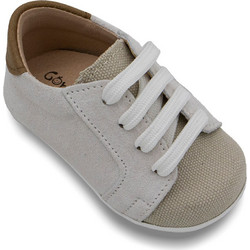 Gorgino Βαπτιστικά Sneakers Αγκαλιάς για Αγόρι Δερμάτινα Λευκά Εκρού B100