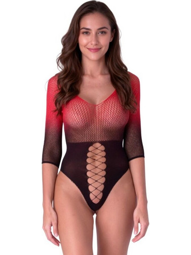 Passion Sexy Κορμάκι String Διχτυωτό Κόκκινο Μαύρο BS118