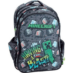 Gim Minecraft Σχολική Τσάντα Πλάτης Δημοτικού Γκρι 316-05031