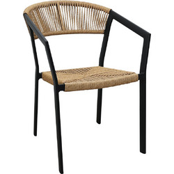 Varossi Πολυθρόνα Κήπου Rattan Καφέ Μαύρη 900-333