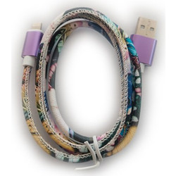 eSTUFF ES601170 Braided USB-A to Lightning Cable 1m Purple White