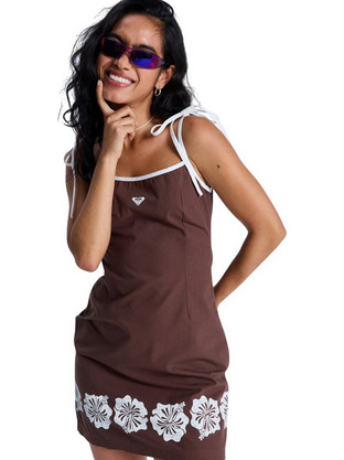 Roxy New Nostalgia Mini Καλοκαιρινό Καθημερινό Φόρεμα Floral Σοκολατί ERJWD03948-CRR0