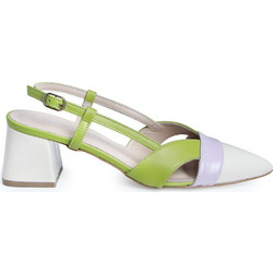 Fratelli Petridi Γόβες Slingback Δερμάτινες με Χοντρό Χαμηλό Τακούνι Πράσινες Λευκές 1326