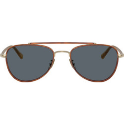 Oliver OV1372ST5035R552-19-145 Ανδρικά Γυαλιά Ηλίου Aviator Μεταλλικά Καφέ με Μπλε Φακό