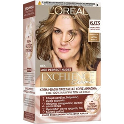 L'Oreal Excellence Creme Age Perfect Nudes 6.03 Σκούρο Ξανθό Φυσικό Χρυσό Μόνιμη Βαφή Μαλλιών Xωρίς Αμμωνία