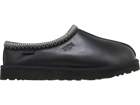 UGG Tasman LTHR Δερμάτινες Χειμερινές Ανδρικές Παντόφλες Κλειστές με Γούνα Μαύρες 1163890-BLK
