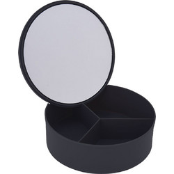 MRShome DF-0060001 Επιτραπέζιος Καθρέπτης Μακιγιάζ με Αποθηκευτικό Χώρο Φ15x5.5cm Black