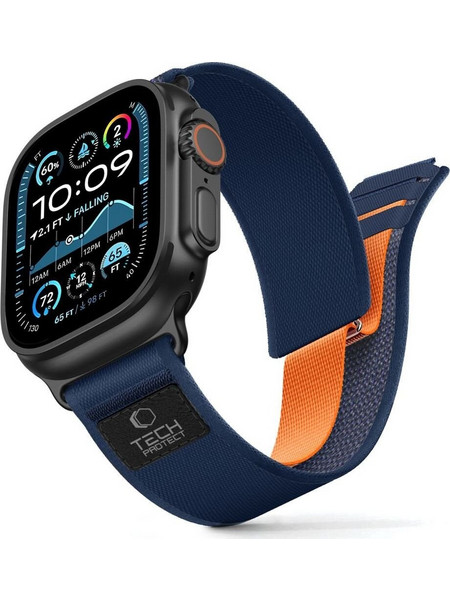 Tech-Protect Nylon Elite Λουράκι Υφασμάτινο Navy / Orange (Apple Watch 44 / 45 / 46 / 49mm)