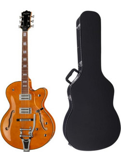 Harley Benton BigTone with Case Ηλεκτρική Κιθάρα Hollow με Μαγνήτες HH & Ταστιέρα Indian Laurel Vintage Orange