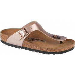 Birkenstock Gizeh Δερμάτινες Γυναικείες Σαγιονάρες Ανατομικές Ροζ Χρυσές 1023925