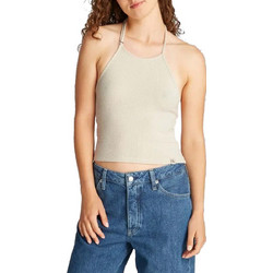 Calvin Klein Γυναικείο Καλοκαιρινό Crop Top Ριπ Εκρού J20J225300-CKS