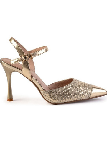 Versace 19V69 Γόβες Slingback Δερμάτινες με Λεπτό Ψηλό Τακούνι Χρυσές AMNA164-E525
