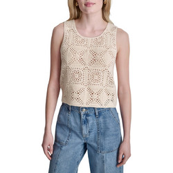 DKNY Γυναικείο Καλοκαιρινό Crop Top Πλεκτό Μπεζ DJ6R0482-G0H