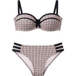 Lida Bikini Set Strapless με Ενίσχυση Μπεζ Μαύρο 9-0738
