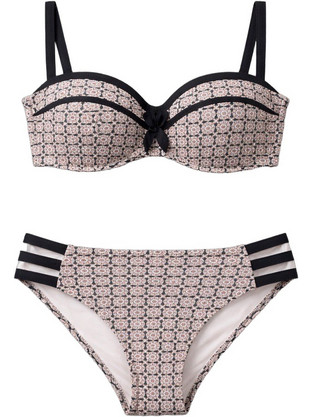 Lida Bikini Set Strapless με Ενίσχυση Μπεζ Μαύρο 9-0738