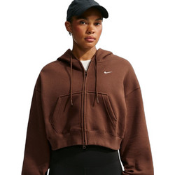 Nike Studio Γυναικεία Ζακέτα Φούτερ Κοντή με Κουκούλα και Φερμουάρ Σοκολατί IM8499-259