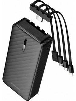 Borofone BJ84A Power Bank 10000mAh 10W με Ενσωματωμένα Καλώδια USB-C Lightning & micro USB Black