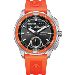 Citizen Promaster Eco-Drive Wave Ανδρικό Ρολόι Χρονογράφος με Πορτοκαλί Καουτσούκ Λουράκι JV3000-13E