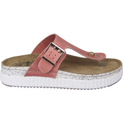 Sunny Roma Δερμάτινες Γυναικείες Σαγιονάρες Flatforms Ανατομικές Ροζ 60701