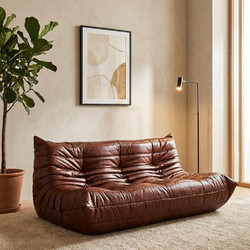 Nextdeco Togo Τριθέσιος Καναπές Δερματίνη Καφέ 174x102x70cm 36566-07
