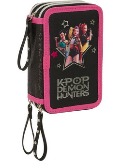 Safta K-Pop Demon Hunters Energy Κασετίνα Γεμάτη με 3 Θήκες Μαύρη 651269