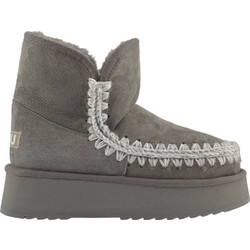 Mou Mini Eskimo Γυναικεία Μποτάκια Πλατφόρμα Suede Γκρι με Γούνα MUFW681000-ANGRY