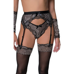 Milena By Paris Σετ Ζαρτιέρες & Εσώρουχο See Through Μαύρες Ασημί 5423-8483