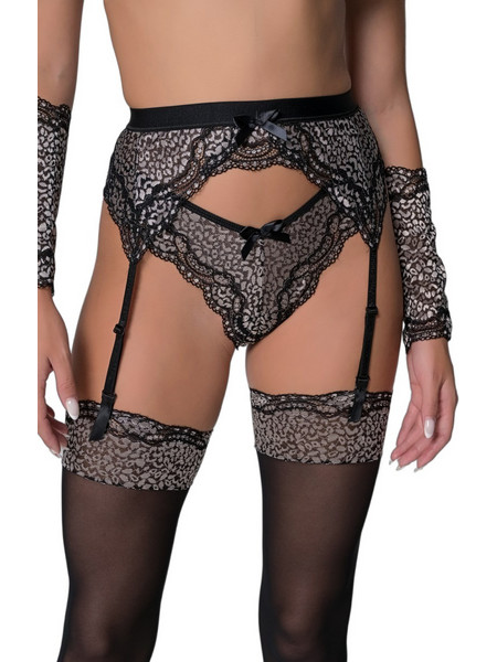 Milena By Paris Σετ Ζαρτιέρες & Εσώρουχο See Through Μαύρες Ασημί 5423-8483