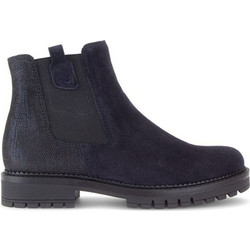 Gabor Γυναικεία Μποτάκια Chelsea Suede Navy Μπλε με Χοντρό Χαμηλό Τακούνι 802401-004