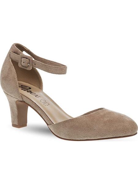 Parex Γόβες Suede με Χοντρό Χαμηλό Τακούνι & Λουράκι Μπεζ 10633031