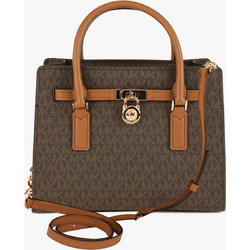 Michael Kors Hamilton Γυναικεία Τσάντα Χειρός Δερμάτινη Καφέ 30T6GNXS1B-252