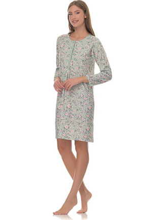 PNN Nightwear Arabella Νυχτικό Εγκυμοσύνης Βαμβακερό Χειμωνιάτικο Πράσινο Mint 1251-0367