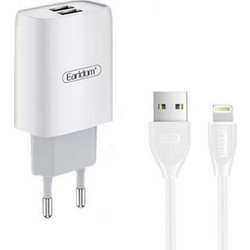 EARLDOM ES-194 Φορτιστής με Καλώδιο Lightning με 2 Θύρες USB-A 12W