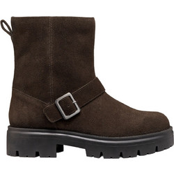 Geox Klargena Γυναικεία Μποτάκια Biker Suede Καφέ με Χοντρό Χαμηλό Τακούνι D6810B 00022 C6005