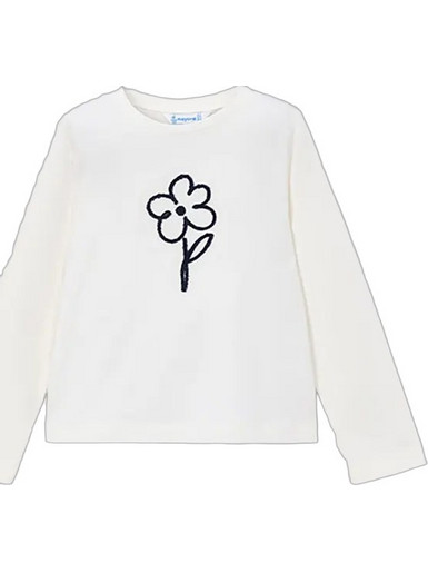 Mayoral Παιδικό T-Shirt Μακρυμάνικο Λευκό Μαύρο 16-00178-052