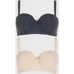 Gsecret Σουτιέν Strapless με Ελαφριά Ενίσχυση με Μπανέλα Μαύρο Μπεζ 2PW806-39030