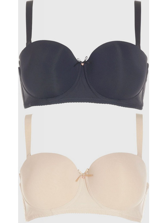 Gsecret Σουτιέν Strapless με Ελαφριά Ενίσχυση με Μπανέλα Μαύρο Μπεζ 2PW806-39030