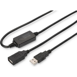 Digitus DA-73101 Καλώδιο USB-A Male 2.0 to USB-A Female 15m Black