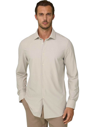 Boggi Milano Ανδρικό Πουκάμισο Μακρυμάνικο Slim Fit Μπεζ BO26A037401