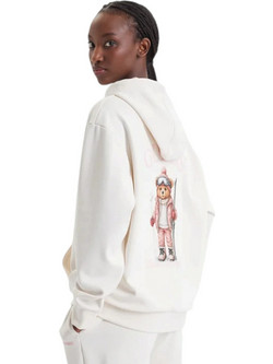 Guess Fabrizia Γυναικείο Φούτερ Oversized με Κουκούλα & Τσέπες Εκρού V6BQ17K6354-G012