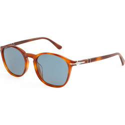 Persol PO3007SX Γυναικεία Γυαλιά Ηλίου Τετράγωνα Κοκάλινα Καφέ με Μπλε Φακό