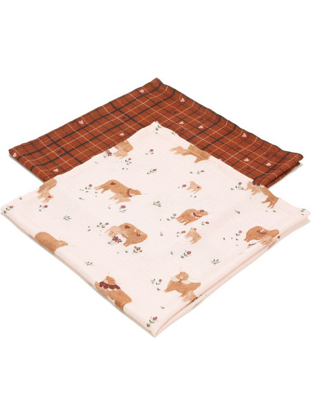 La Millou Moo Meadow Πάνες Αγκαλιάς από Μουσελίνα Ροζ Καφέ 70x70cm 2τμχ