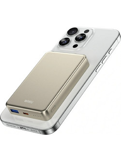WiWu P15-1 Wireless Magsafe Power Bank 10000mAh 15W με Θύρα USB-A & Θύρα USB-C Power Delivery Gold