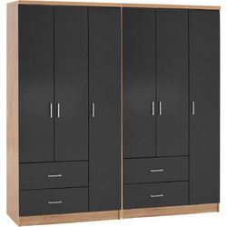 B2BMarkt Εξάφυλλη Ντουλάπα Ρούχων Caesar Ανθρακί 180x42.5x181cm 9995083