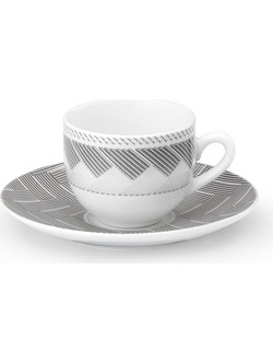 Cryspo Trio Plaza Φλιτζάνι Espresso & Ελληνικού Καφέ Πορσελάνης Λευκό Γκρι 100ml 25.743.17