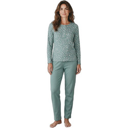 Minerva Collection Cozy Blossom Σετ Γυναικείες Πιτζάμες Φούτερ Βαμβακερές Πράσινες CL27010-68