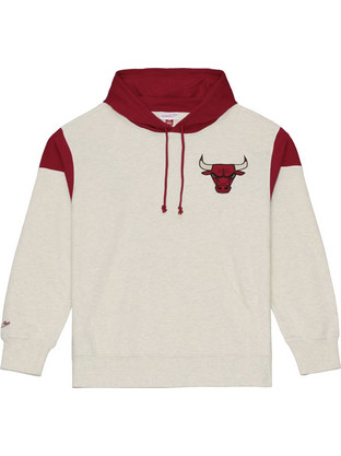 Mitchell & Ness Retro Roots French Terry Hoodie Chicago Bulls Ανδρικό Αθλητικό Φούτερ με Κουκούλα Μπεζ TH13952-CBUCREA