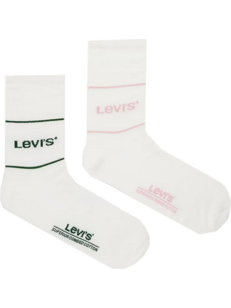 Levi's Ανδρικές Κάλτσες Ψηλές Λευκές 2Pack 701210567-028